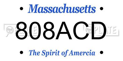 808ACD Massachusetts License Plate
