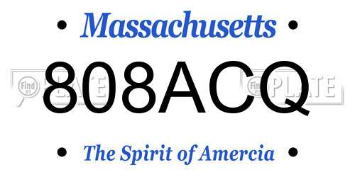 808ACQ Massachusetts License Plate