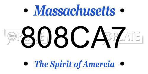 808CA7 Massachusetts License Plate