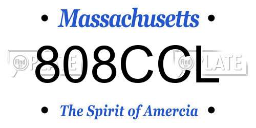 808CCL Massachusetts License Plate