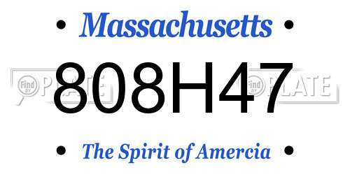 808H47 Massachusetts License Plate