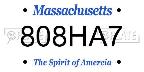 808HA7 Massachusetts License Plate