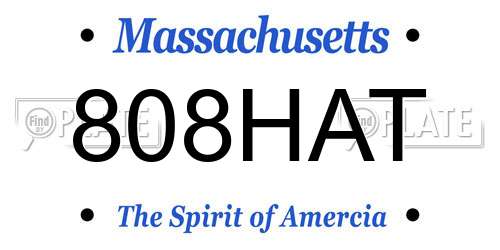 808HAT Massachusetts License Plate
