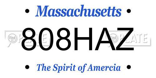 808HAZ Massachusetts License Plate