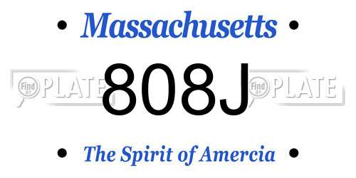 808J Massachusetts License Plate