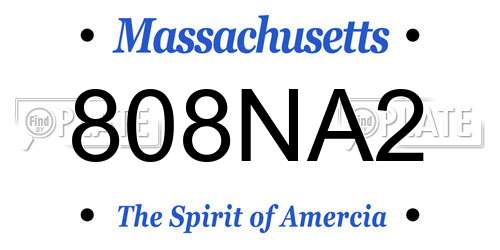 808NA2 Massachusetts License Plate