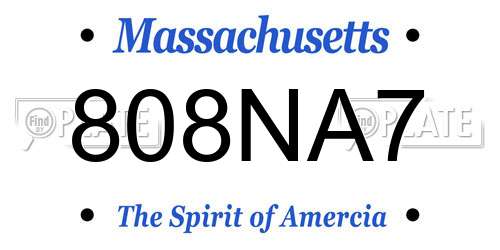 808NA7 Massachusetts License Plate