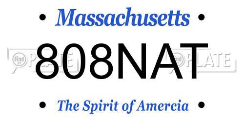 808NAT Massachusetts License Plate