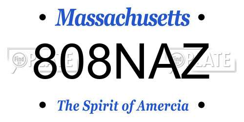 808NAZ Massachusetts License Plate