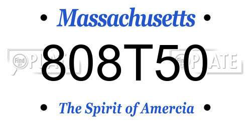 808T50 Massachusetts License Plate