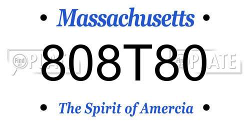 808T80 Massachusetts License Plate