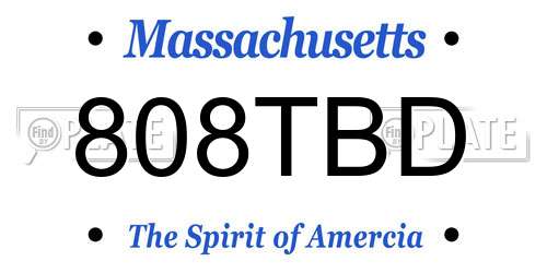 808TBD Massachusetts License Plate