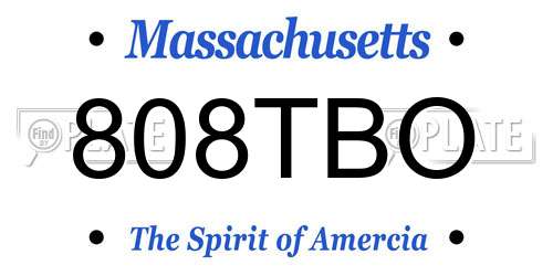 808TBO Massachusetts License Plate