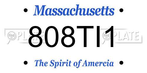 808TI1 Massachusetts License Plate