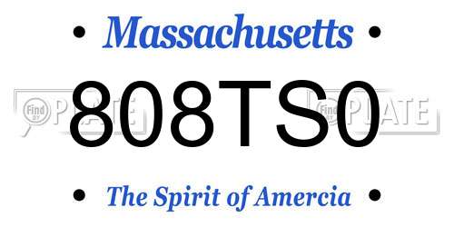 808TS0 Massachusetts License Plate