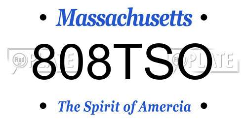 808TSO Massachusetts License Plate