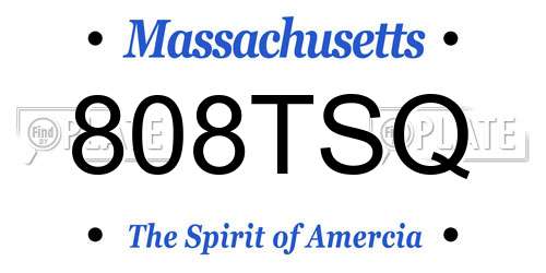 808TSQ Massachusetts License Plate