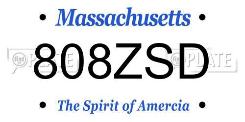 808ZSD Massachusetts License Plate