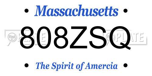 808ZSQ Massachusetts License Plate