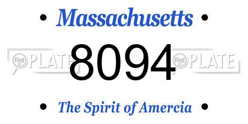 8094 Massachusetts License Plate