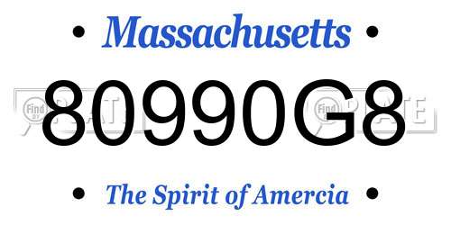 80990G8 Massachusetts License Plate
