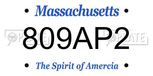 809AP2 Massachusetts License Plate