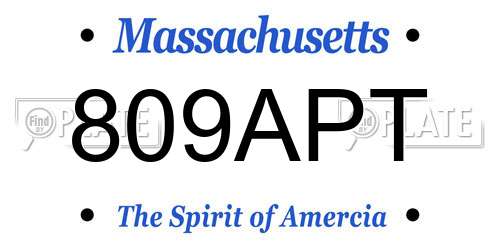 809APT Massachusetts License Plate