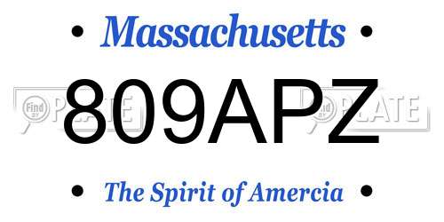 809APZ Massachusetts License Plate