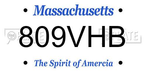 809VHB Massachusetts License Plate