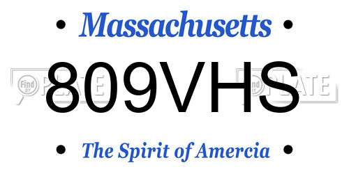 809VHS Massachusetts License Plate