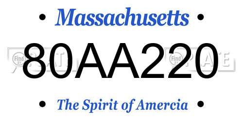 80AA220 Massachusetts License Plate