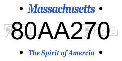 80AA270 Massachusetts License Plate