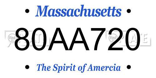 80AA720 Massachusetts License Plate