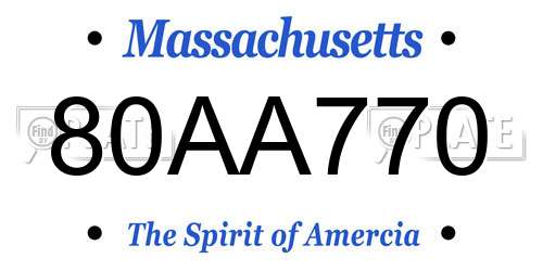 80AA770 Massachusetts License Plate