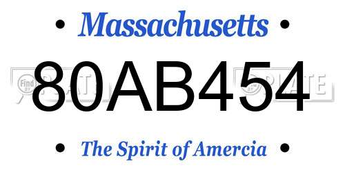 80AB454 Massachusetts License Plate