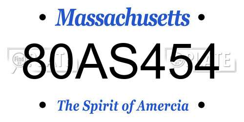 80AS454 Massachusetts License Plate