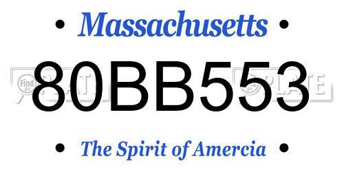 80BB553 Massachusetts License Plate