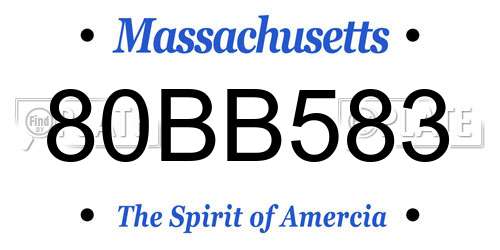 80BB583 Massachusetts License Plate