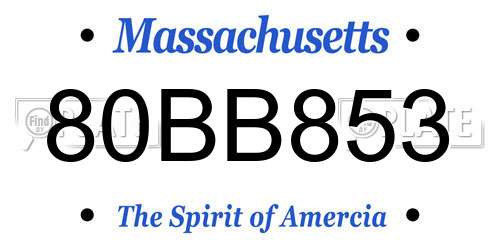 80BB853 Massachusetts License Plate