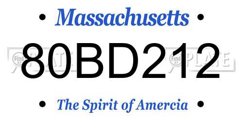 80BD212 Massachusetts License Plate
