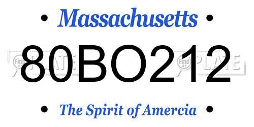 80BO212 Massachusetts License Plate