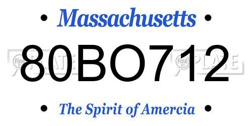 80BO712 Massachusetts License Plate