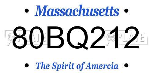 80BQ212 Massachusetts License Plate