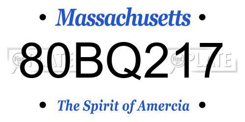 80BQ217 Massachusetts License Plate
