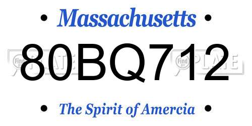80BQ712 Massachusetts License Plate
