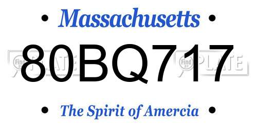 80BQ717 Massachusetts License Plate