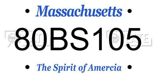 80BS105 Massachusetts License Plate