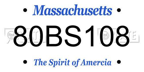 80BS108 Massachusetts License Plate