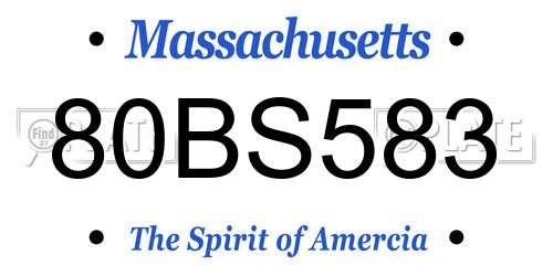 80BS583 Massachusetts License Plate