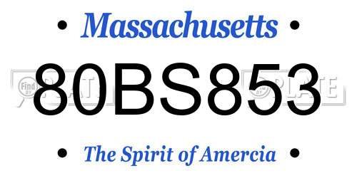80BS853 Massachusetts License Plate